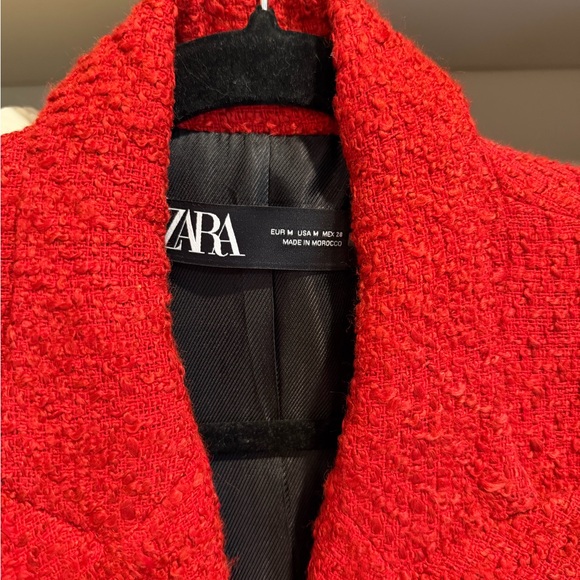 Zara Vibrant Red Textured Blazer - Picture 3 of 3